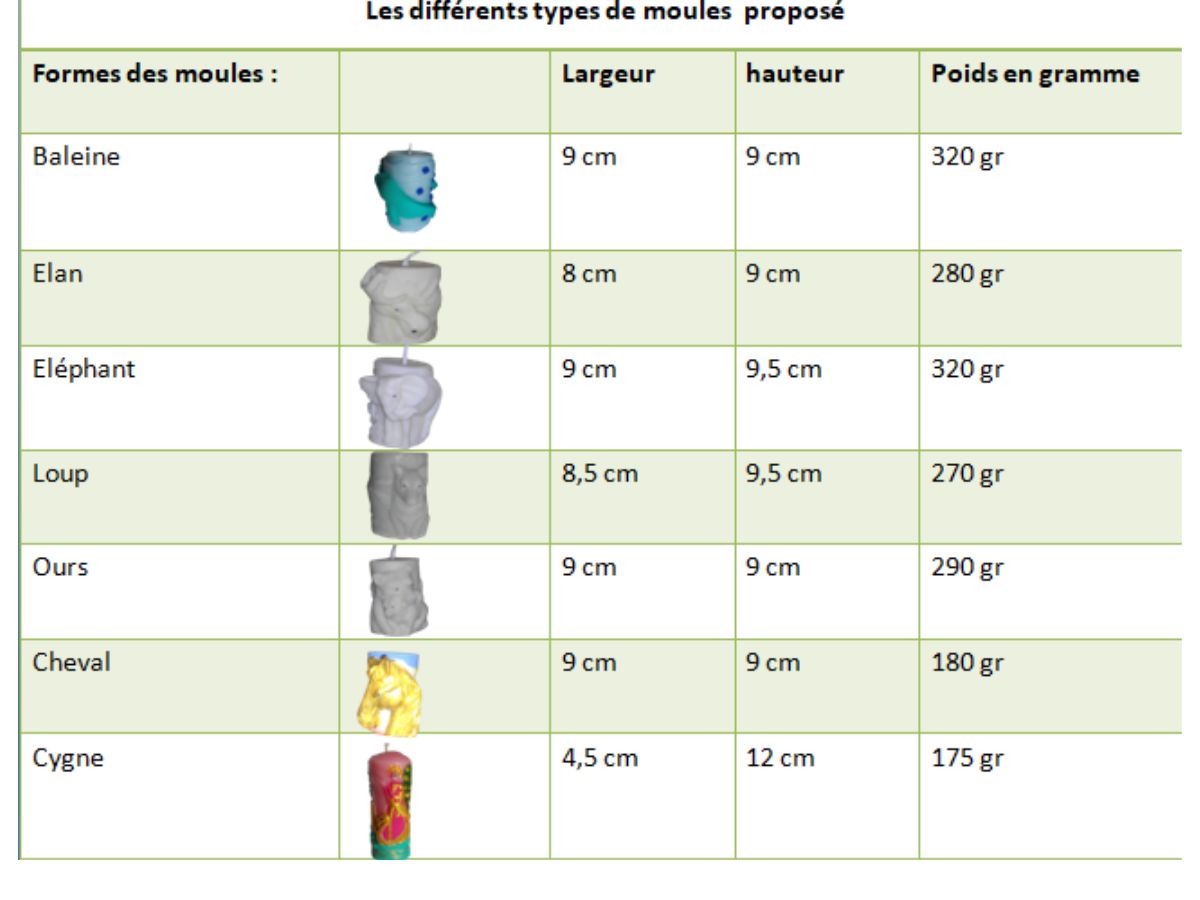 moule animaux Fabricant et créateur de bougies.