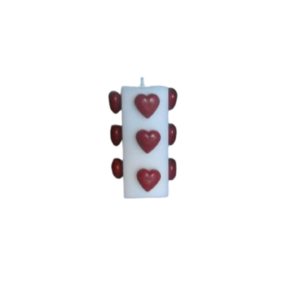Bougie blanche cœur rouge